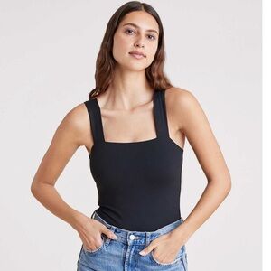 Nuuds Black Square Neck Bodysuit. Size Large.